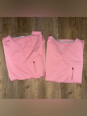 Hanes Premium Scrub Tops - Pink Mauve - SET OF 2 - New - FREE SHIPPING